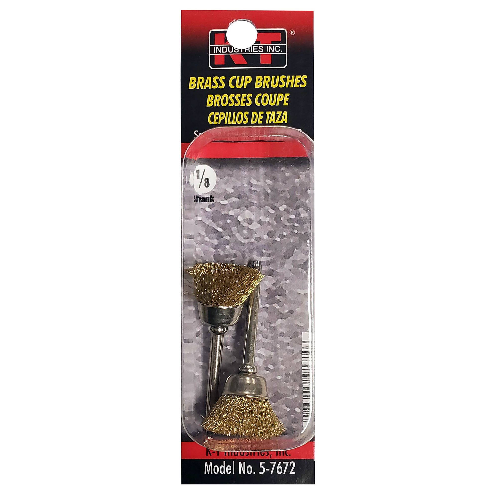 K-T Industries Brass Cup Brush Set — 1/8in. Shank, 2 Pcs, Model# 5-7672
